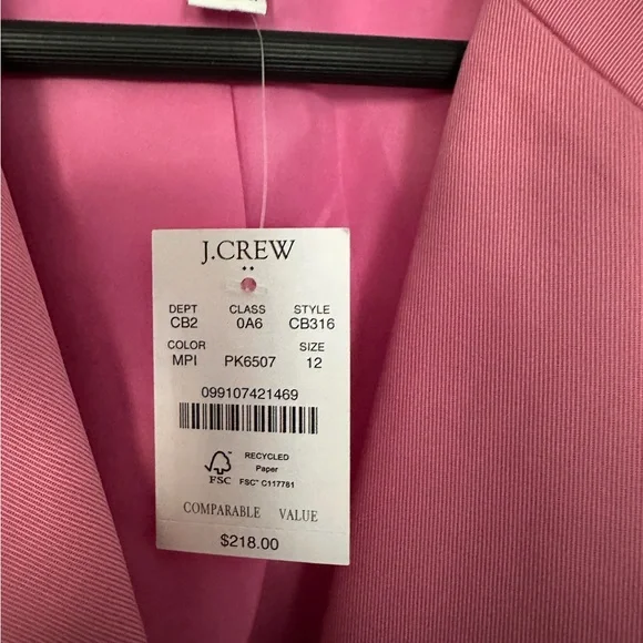 NWT J. Crew Factory Drapey Twill Double-Breasted Suit Blazer Power Mauve Pink 12 - Picture 9 of 11